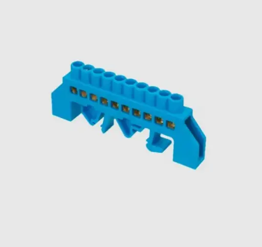 [EC18791] Conector Barra Neutro 10 Bornes Azul DIN - RMB10B Linkwell Electric