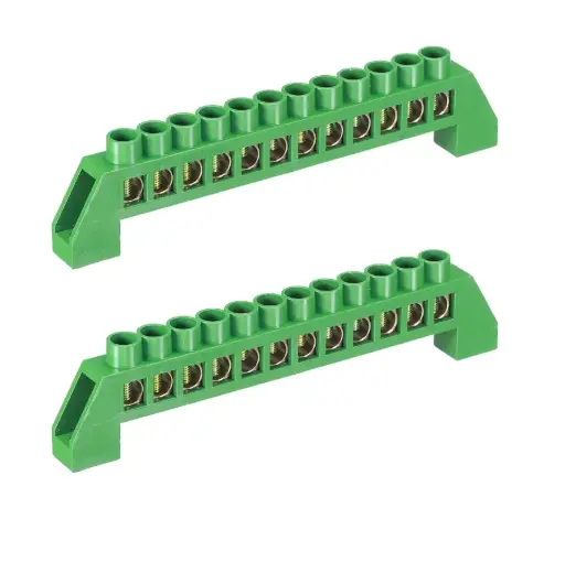 [EC18793] Conector Barra Tierra 10 Bornes Verde DIN - RMB10G Linkwell Electric