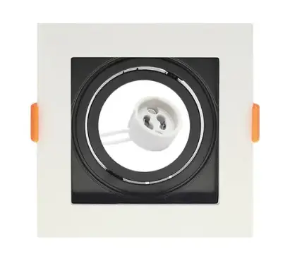 [EI19003] Spot para Embutir Cuadrado MR16 GU10 Blanco + Negro - Taschibra