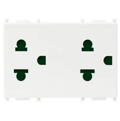 [EI19078] Toma Doble SICURY 2P+T 16A USA+EU Plana Blanco - 14249 VIMAR
