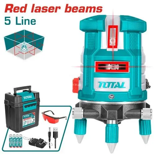 [FH20755] Nivel Láser Autonivelante 30M 360 Horizontal Y 4 Lineas Verticales Luz Roja -Total