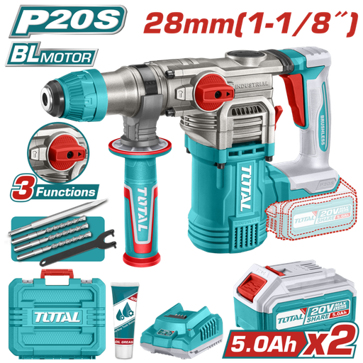 [FH20845] ROTOMARTILLO A BATERIA 20V 28MM BL - 2BAT/CAR - TRHLI202885 - TOTAL