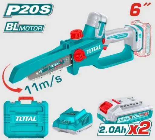 [FH20852] MOTOSIERRA MINI A BATERÍA 20V 15CM (6 PULG) 2BAT/CAR - TGSLI20662 TOTAL