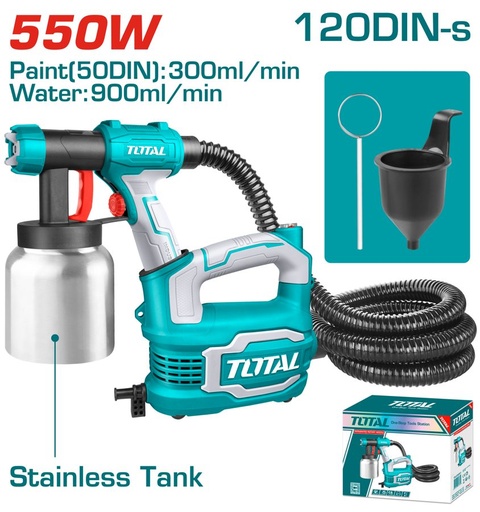 [FH20869] PISTOLA DE PULVERIZACION P/ ACABADO 550W (POTE INOX) - TT5006-2  - TOTAL