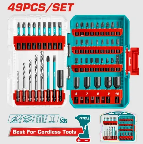 [FH20875] JUEGO DE PUNTAS BIT PARA ATORNILLADOR DE IMPACTO (49 PZS) - TOTAL