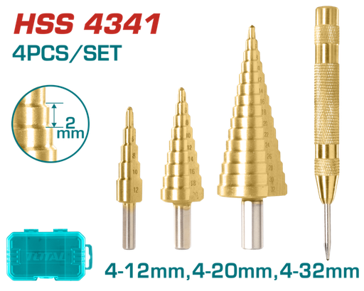 [FH20880] JUEGO DE MECHAS ESCALONADAS (3 PZS) Y PUNZON AUTO - TOTAL