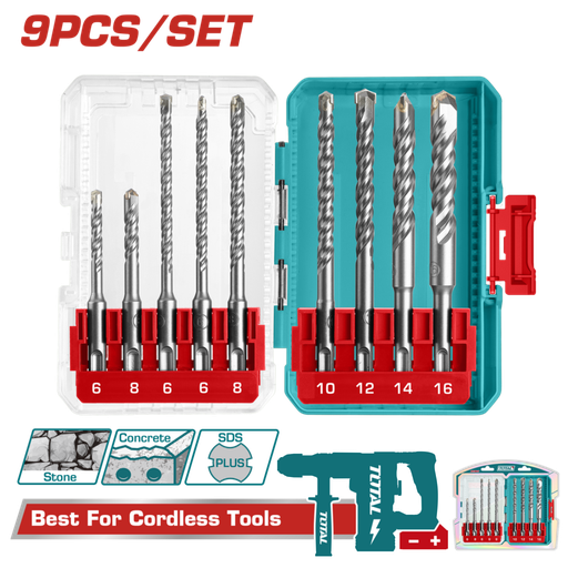 [FH20883] JUEGO DE MECHAS SDS PLUS 6-16MM (9 PZS) - TOTAL