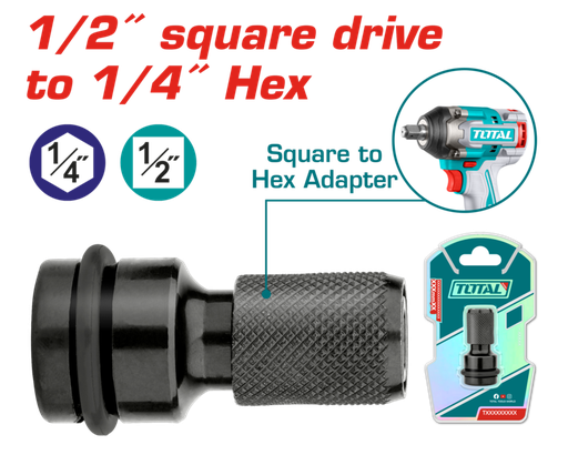 [FH20886] ADAPTADOR P/ LLAVE DE IMPACTO 1/2PULG A ENCASTRE 1/4PULG HEX DE ATORNILLADORES - TOTAL