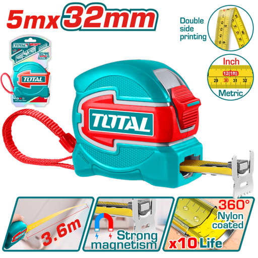 [FH20892] CINTA METRICA 5MX32MM (DOBLE FAZ MAGNETICA) - TOTAL