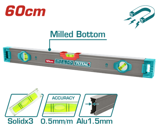 [FH20904] NIVEL DE BURBUJA REFORZADO 60CM CON IMANES - TOTAL