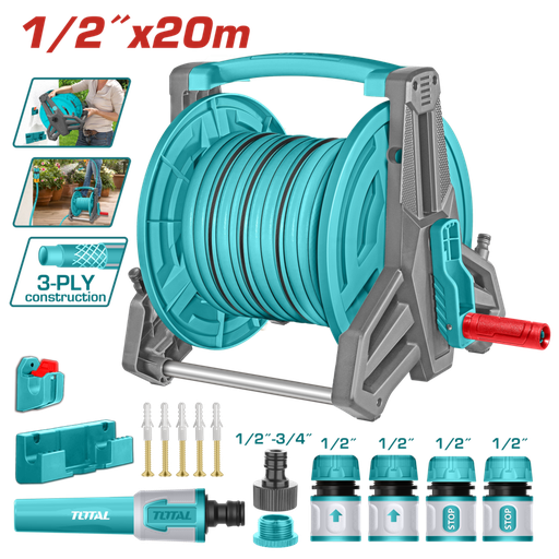 [FH20905] CARRETE (ENROLLADOR) DE MANGUERA 1/2PULGX20M (INCL. MANGUERA Y ACC) - TOTAL