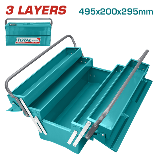 [FH20910] CAJA DE HERRAMIENTAS METALICA PLEGABLE 3 CAPAS 49X20X29CM - TOTAL