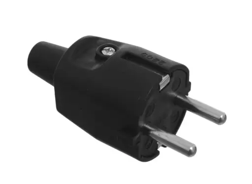 [EI22467] Ficha Macho Schuko con goma 16A Negro - Conatel