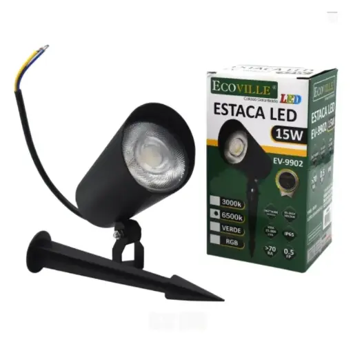 [EI34348] Estaca Led Cob 15W Verde Negro - Ecoville