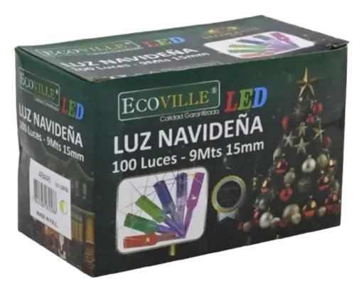 [HN34902] Luz Navideña 100 Luces 3000K (cálida) 9Mts 15mm - Ecoville