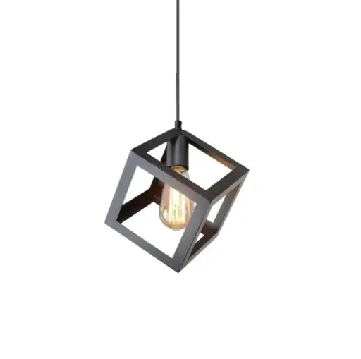 [EI35831] Colgante de Chapa Cubo Negro 1xE27