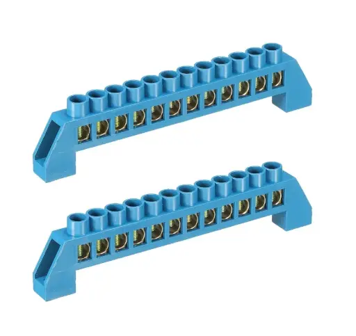 [EC36632] Conector Barra Neutro 10 Bornes Azul con Soporte