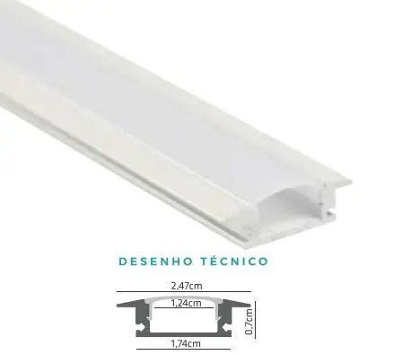 [EI37082] Perfil Slim Blanco Embutir p/ Cinta LED 24x7x2000 mm - Gaya