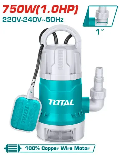 [FM37538] Bomba de Agua Sumergible P/ Aguas Residuales 1HP 8mts 217L/min (1 Pulg) - TOTAL