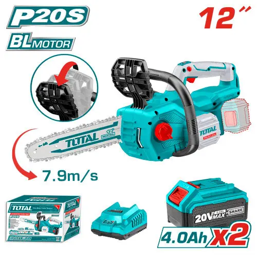 [FH37566] Motosierra a Batería 20V BL 30cm (12 Pulg) - 2Bat/Car - TGSLI201286 - TOTAL