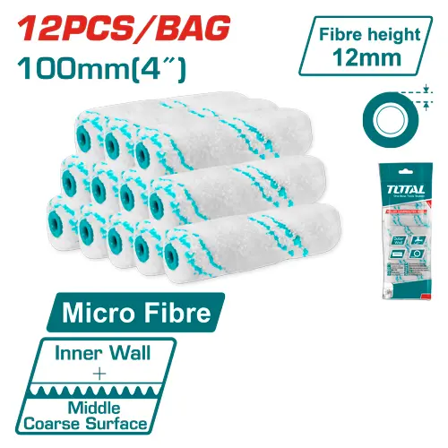 [FP37624] Rodillo de Microfibra P/ Pared Interior 100mm (12 Pzs)- TOTAL