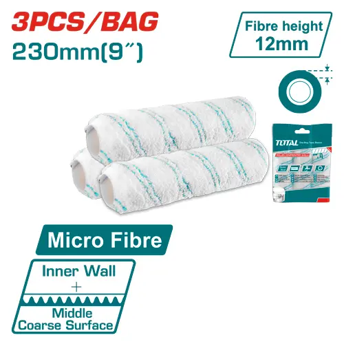 [FP37625] Rodillo de Microfibra P/ Pared Interior 230mm (3 Pzs) - TOTAL
