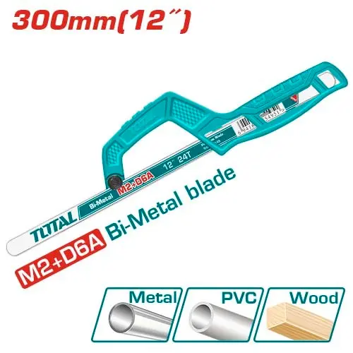 [FC37641] Arco de Sierra Mini 300mm Hoja Bimetal 24TPI - TOTAL