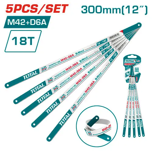 [FC37649] Hoja de Sierra P/ Arco Bimetálica 18T 300mm (5 Pzs) - TOTAL