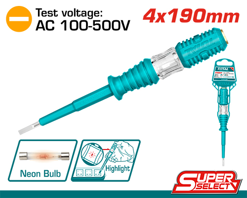 [FH37783] Buscapolos Destornillador Probador de Tensión 100-500V 4x190mm - THT291908 Total