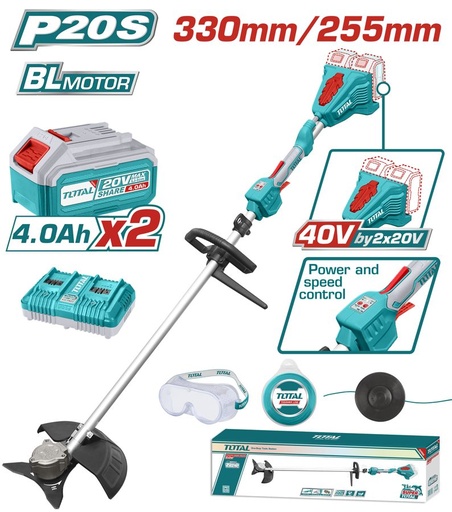 [FH37836] Desmalezadora a Batería 20V+20V - 2BAT/CAR - TSTLI200285 - Total