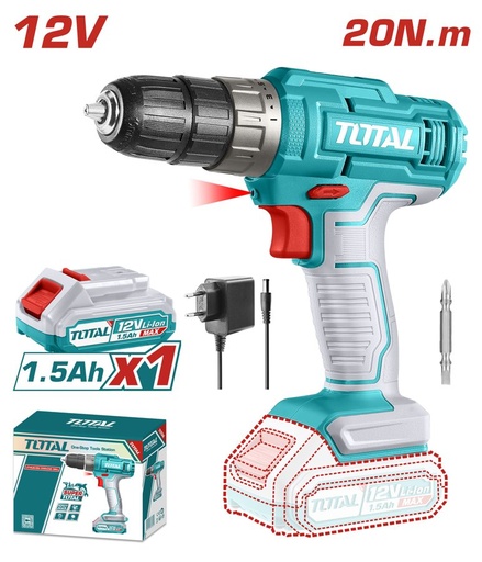[FH37865] Taladro Atorn a Bateria 12V 20NM - Bat/car - TDLI1218 - Total