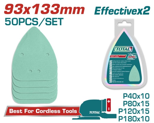 [FH37885] Hoja de Lija P/ Lijadora Orbital de Palma (efectividad X 2) (50 Pzs) - Total
