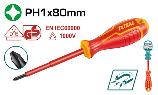 [FH37899] Destornillador Phillips Aislado 1000V PH1X80MM - Total