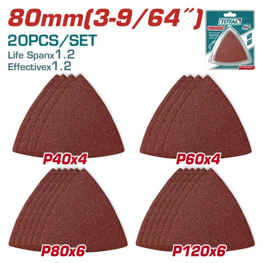 [FH37940] Hoja de Lija P/ Herramienta Osciladora (multiherramienta) 80MM (20 Pzs) - Total