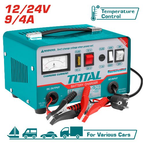 [FH37989] Cargador de Batería de Auto 12/24V - 9/4A - TBC1601 - Total