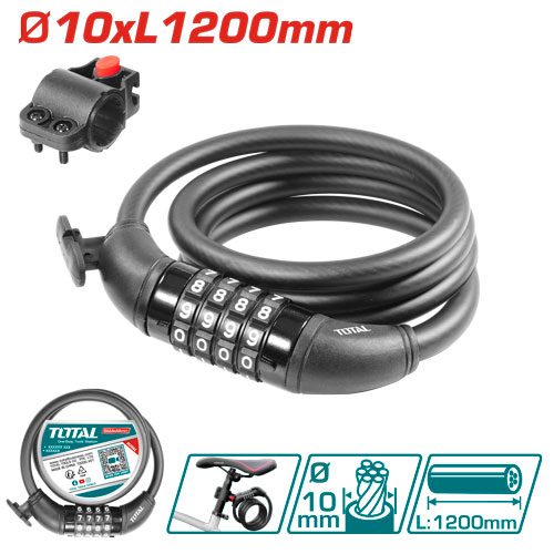 [FH38093] Candado de Cable para Bicicleta 4 Dígitos (1,2M) - Total