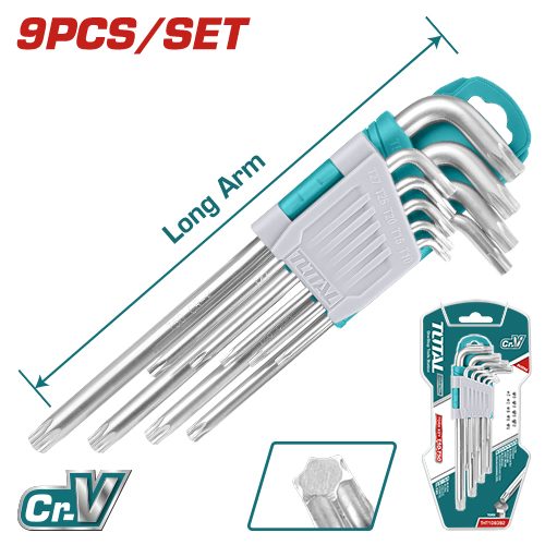[FH38136] Juego de Llaves Torx Mango Largo T10-T50 (9 Pzs) - Crv - Total