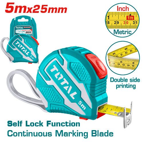 [FH38206] Cinta Métrica de Acero 5MX25MM (profesional Doble Faz) - Total