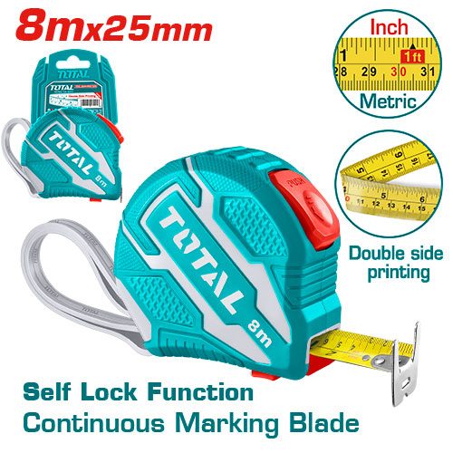 [FH38207] Cinta Métrica de Acero 8MX25MM (profesional Doble Faz) - Total
