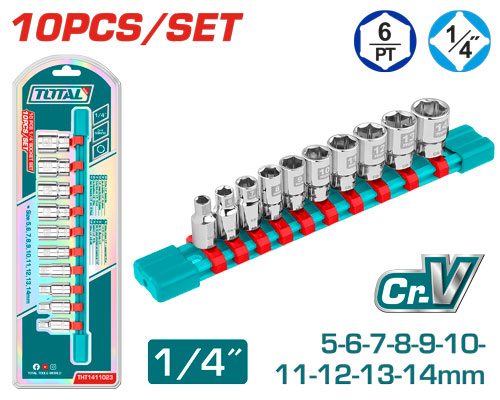 [FH38301] Juego de Llaves Tubo 1/4 5-14MM (10 Pzs) - Crv - Total