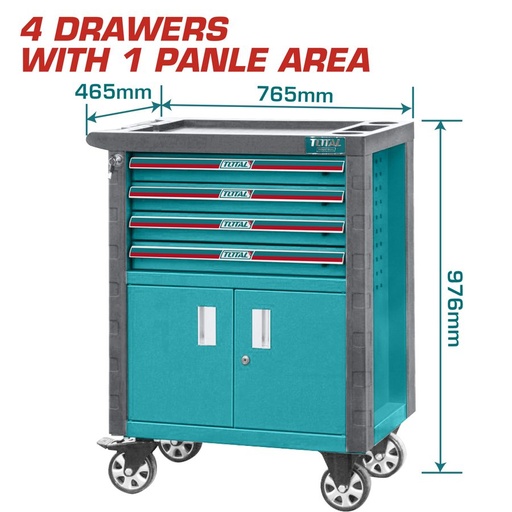[FH38470] Gabinete para Herramientas 97CM 4 Cajones y Puerta Doble - Total (outlet) - Total