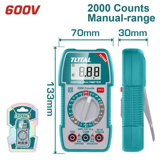 [FH38512] Multimetro Digital 600V (2000 Cuentas) - Total