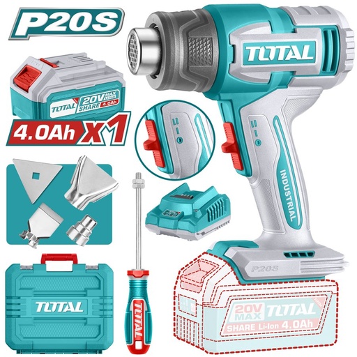 [FH38522] Pistola de Calor a Bateria 20V 550MAX - Bat/car - TBLI20065 - Total