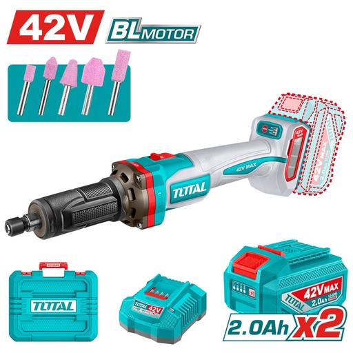 [FH38531] Rectificadora 6MM a Bateria 42V - 2BAT/CAR - TDGLI42012 - Total