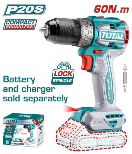 [FH38547] Taladro Atorn a Bateria 20V 60NM (compacto) - sin Bat - TDLI206021 - Total