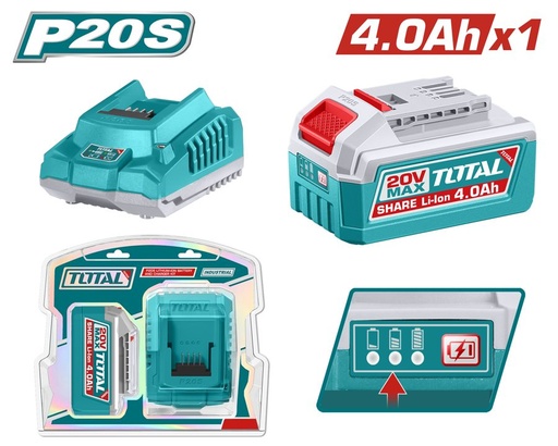 [FH38571] Bateria 20V4AH y Cargador 20V2A - Total