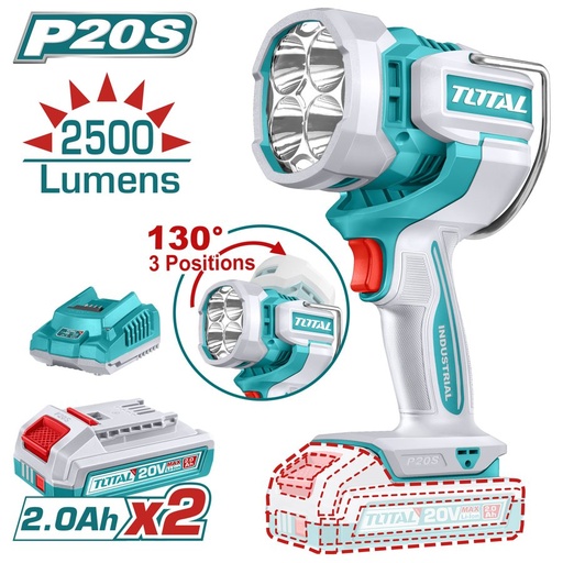 [FH38617] Lampara de Trabajo a Bateria 20V 2500LM - 2BAT/CAR - TWLI20887 - Total
