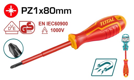 [FH38652] Destornillador Pozidriv Aislado 1000V PZ1X80MM - Total