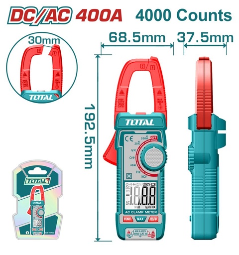 [FH38689] Pinza Amperimetrica Ac/dc 400A (4000 Cuentas) - Total