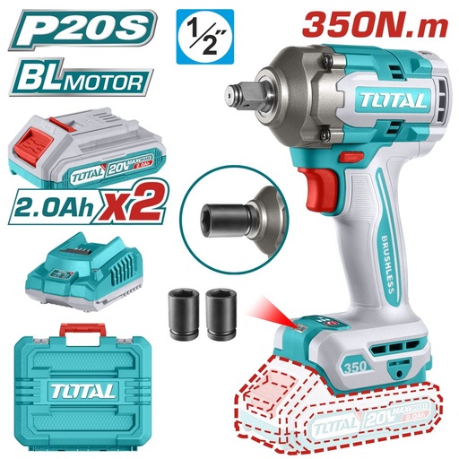 [FH38711] Llave de Impacto a Batería 20V 350NM Bl - 2BAT/CAR - TIWLI2035 - Tolla - Total